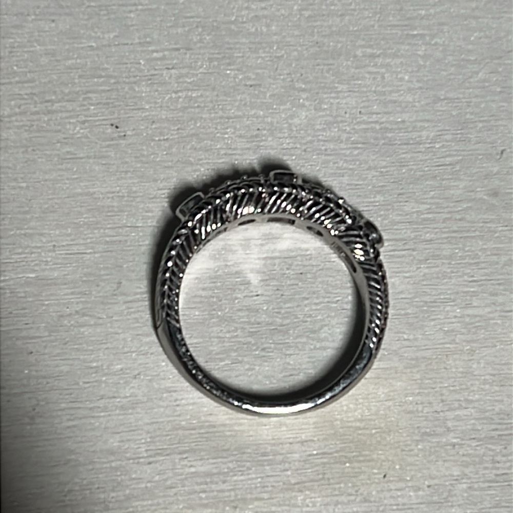 C111 Judith Ripka Sterling Silver Rope Band CZ  Ring Textured Design sz10 - Picture 7 of 8